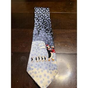 American Greetings 100% Silk Penguin Family at Christmas Necktie